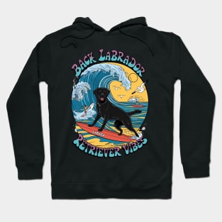 The Surfing Pup Black Labrador Retriever Hoodie